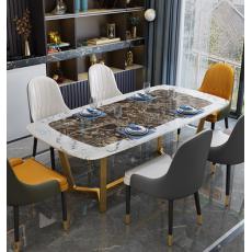 輕奢大理石餐桌餐椅組合簡約后現代餐臺金屬飯桌美式極簡餐廳桌子