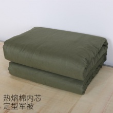 軍綠單人棉花被熱熔棉被學(xué)生軍訓(xùn)定型軍被